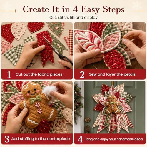Daily Partner Quilted Christmas Door Hanging DIY Sewing Kit (3PCSA) - Image 4