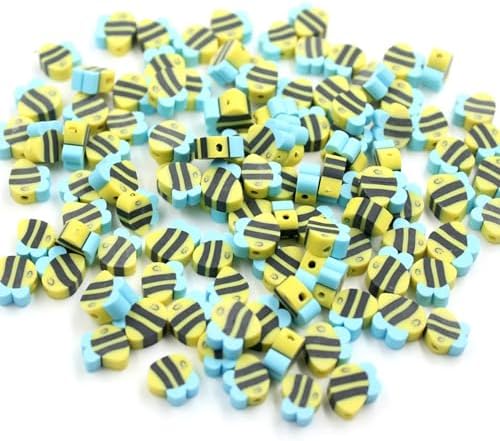 100 Pcs Polymer Clay Beads Mixed Heishi Spacer Beads Charms Supplies for DIY Bracelet Earring Necklace Jewelry Making (Bee) by PEVOGON