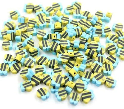 100 Pcs Polymer Clay Beads Mixed Heishi Spacer Beads Charms Supplies for DIY Bracelet Earring Necklace Jewelry Making (Bee) by PEVOGON