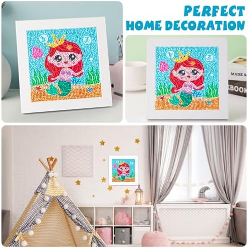 QEUOYSS Diamond Art Kit for Kids with Wooden Frame Art and Crafts for Kids Ages 6-8 -10-12 Easy to DIY Diamond Art for Kid and Adult Beginners Home Wall Decoration (Mermaid) - Image 6