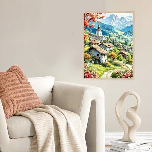 Ycydilirab Landscape Paint by Numbers for Adults-Paint by Number Scenery,DIY Acrylic Paint by Numbers Kits on Canvas Village Drawing Colorful Paintworks Artwork for Adults Beginner 16x20inch - Image 3