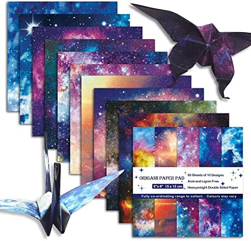 Origami Paper 6x6" Double Sided 50 Sheets 10 Colors Origami Kit,Craft Paper by Mifuner