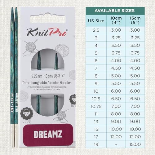 KnitPro Dreamz Interchangeable Circular Needles 4" (10cm) | US Size 3 (3.25mm) - Image 4