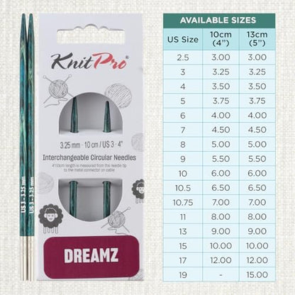 KnitPro Dreamz Interchangeable Circular Needles 4" (10cm) | US Size 3 (3.25mm) - Image 4