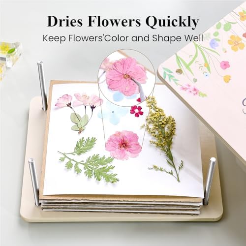 Aboofx Flower Press Kit, Craft Kits 8.6"x6.5" 8 Layers Wooden Flowers Pressing Kit for Crafts Pressed Flowers and Plant for DIY Art, Preservation for Bookmark Frame Wedding Flower Drying - Image 5