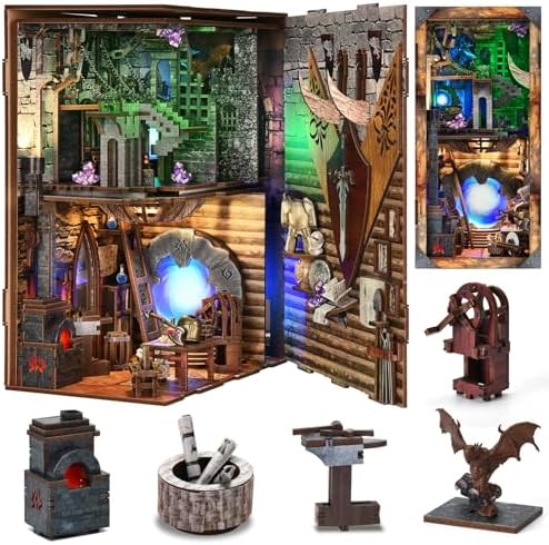 CCCDF Blade and Magic Book Nook Kit, DIY Miniature Dollhouse Kit with LED by CCCDF