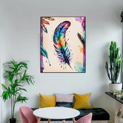 ldazao Paint By Numbers Kit for Adults Feather Adult Paint By Number Kits Canvas Painting Kit for Beginner Adults' Paint-By-Number Kits Oil Painting Kits for Gift Home Wall Decor 16x20 Inch - Image 3