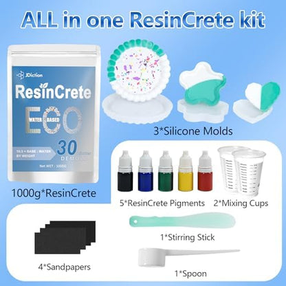 JDiction ResinCrete Kit, Complete Kit Easy for Beginners, 20-30Minutes Demold, Include Water-Based Eco-friendly Casting Powder, Mold & Pigment, Easy Mix for Beginners DIY Home Decor - Image 2