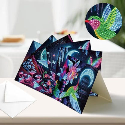 MVVMTOP 6pcs Diamond Painting Greeting Card with envelopes, DIY Hummingbird Diamond Art Greeting Card for Blessing and Wish Special Shaped Arts Crafts for Christmas Birthday Thanksgiving Day Holiday - Image 4