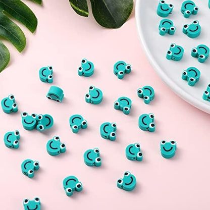 100pcs Frog Polymer Clay Spacer Beads for Women Jewelry Making DIY Bracelet Necklace Hair Clip Accessories (Frog) - Image 2
