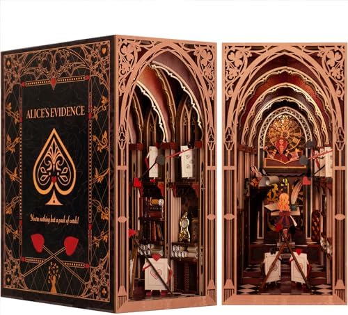 MiniCity Alice in Wonderland Book Nook Kit, DIY 3D Wooden Puzzle with LED by MiniCity