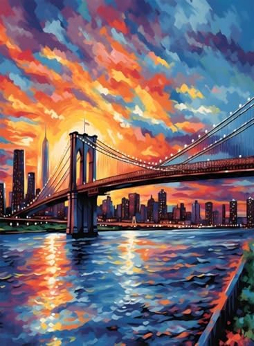YOLENIX Paint by Numbers for Adults and Kids, Cross-sea Bridge Painting by Number Kits On Canvas, Number Artist Paint by Number Kit Funny DIY, Home Wall Decor, Gifts 12X16inch ﻿ by YOLENIX