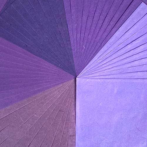 Natural Fiber Mulberry Paper Sheets 6 x 6 Inches, 50 PCS Handmade Craft Paper for Origami, Scrapbooking, Card Making, DIY Decoration, Mixed Media Art (Purple Tone, 6x6 Inch) - Image 5