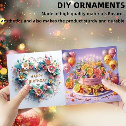 LAKEQUILL 6Pcs 5D DIY Birthday Cake Pattern Diamond Art Greeting Card Kit with Envelopes - for Adults & Beginners, Perfect for Birthday Wishes, Party Favors, Handmade Blessing Gifts - Image 6