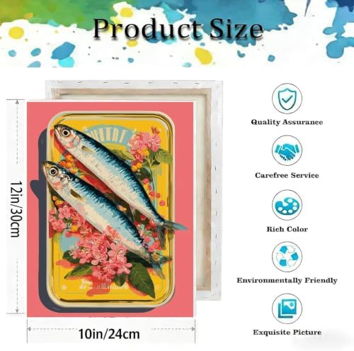 VIGEGU Sardine Paint by Numbers Kit for Adults Beginner with Framed - Image 3