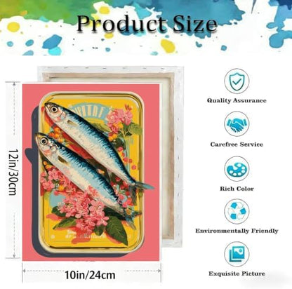 VIGEGU Sardine Paint by Numbers Kit for Adults Beginner with Framed - Image 3