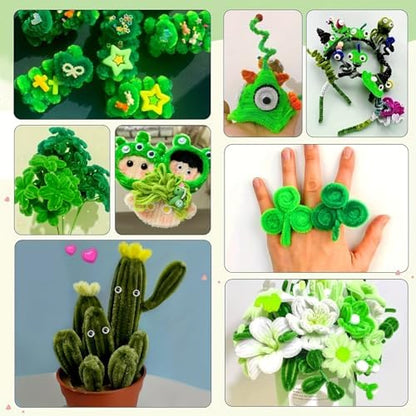 AHAMETON 620Pcs Green Pipe Cleaners Flower Kit,Chenille Stems Craft - Image 4