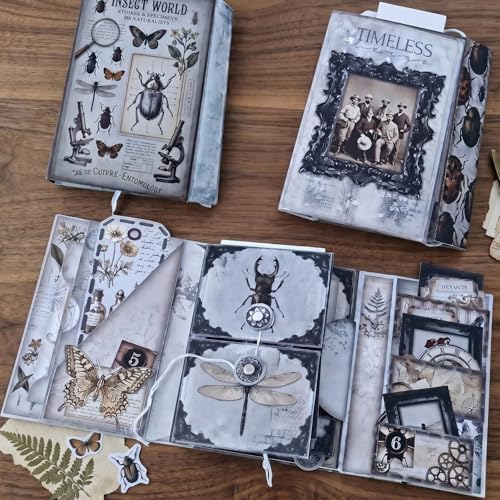 XINPOCUT Stuck in Neutral Folio Junk Journal Kit,Folio Booklet Craft Kit, Junk Journal Kit, Scrapbooking Supplies, Journaling Decor, Mini Folio Writer Folder Project, Arts & Crafts Gifts by Unknown