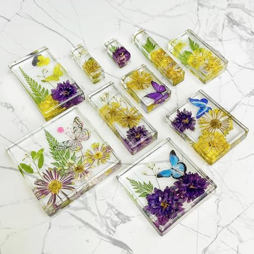 RESINWORLD Upgraded 10 Sizes Epoxy Resin Molds Silicone Kit, Square Rectangle Silicone Molds for Resin, Soap, Candles, Specimen, Dried Flower - Image 5