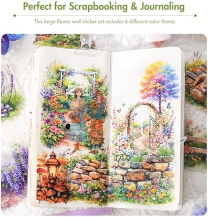3.4" Large Flower Stickers for Scrapbooking – 60PCS Waterproof Wall &Floral Stickers for Journaling, Junk Journal Supplies, Card Making, DIY Crafts & Bullet Journal Planner - Image 2