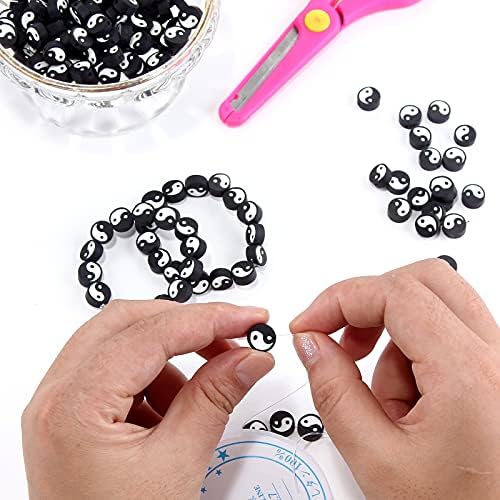 100pcs Black Yin Yang Polymer Clay Spacer Beads for Women Jewelry Making DIY Bracelet Necklace Hair Clip Accessories (Black Yin Yang) - Image 5