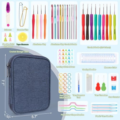 Katech 99-Piece Crochet Hooks Set, Crochet Hook Kit with Storage Case, Ergonomic Knitting Needles Weave Yarn Kits DIY Hand Knitting Craft Art Tools for Knitting Hat, Bag, Socks, Scarf and Sweaters - Image 5