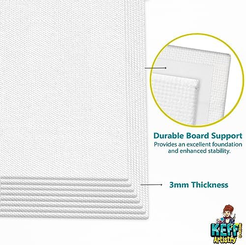 KEFF Canvas for Painting - 12-Pack 8x10 Canvas Value Pack - 100% Cotton Triple Primed Small Canvases for Painting. Mini Canvases Bulk Set for Acrylic, Oil, Watercolor&Tempera - Art Supplies for Adults - Image 5