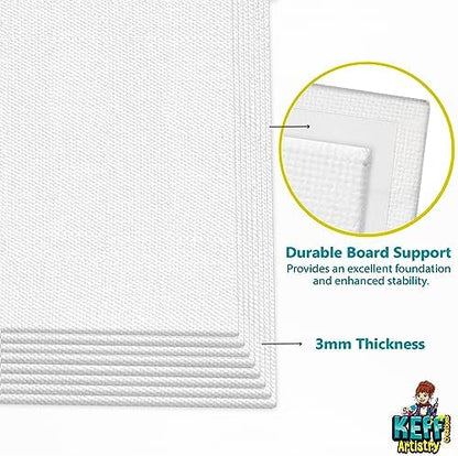 KEFF Canvas for Painting - 12-Pack 8x10 Canvas Value Pack - 100% Cotton Triple Primed Small Canvases for Painting. Mini Canvases Bulk Set for Acrylic, Oil, Watercolor&Tempera - Art Supplies for Adults - Image 5