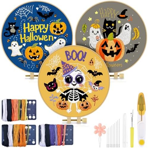 TINDTOP Halloween Embroidery Kit for Adult, Embroidery DIY Starter Kit by TINDTOP