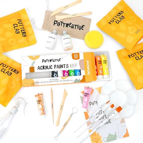 POTTREATIVE Air Dry Clay Kit for Adults, Pottery Starter Kit with Tools & Guide, DIY Craft Kit for Beginners, Date Night Activity, Art Hobby Gift Set - Image 2