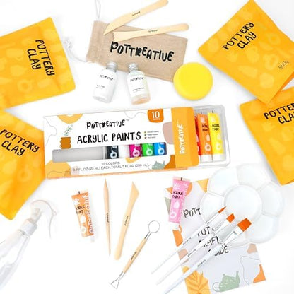 POTTREATIVE Air Dry Clay Kit for Adults, Pottery Starter Kit with Tools & Guide, DIY Craft Kit for Beginners, Date Night Activity, Art Hobby Gift Set - Image 2