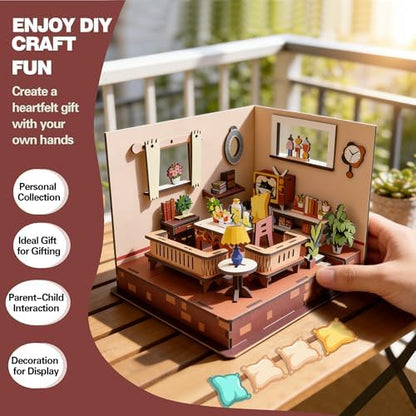 3D Wooden Puzzle for Adult DIY Cozy Living Room Model Kit - Image 3