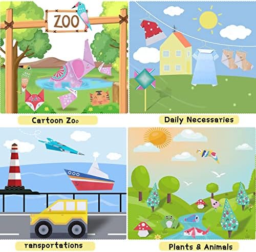 Origami Paper for Kids Crafts, 350 PCS Origami Paper Kit, Vivid 200 Cartoon Origami Objects+100 Solid Color Papers+50 Traditional Japanese Patterns with Instructions, Origami for Kids Adults Beginners - Image 5
