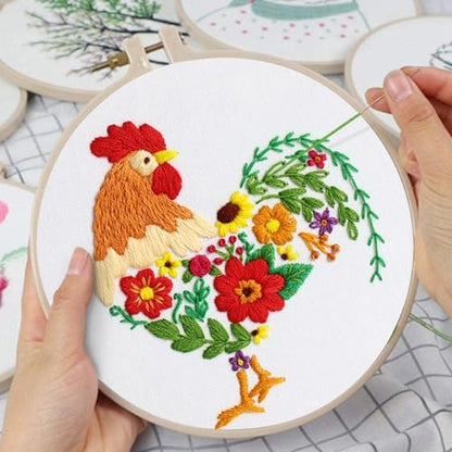 Louise Maelys Embroidery Kit for Beginners with Funny Rooster and Flower - Image 5
