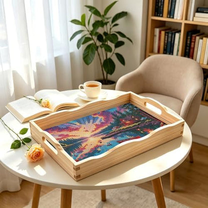 DIY Diamond Painting Wooden Serving Tray Kit, Adult Craft Gem Art Tray with Handles, Multipurpose Fruit Snack Platter for After-Work Chat & Home Decor (Scenery, 7.8×11.8in) - Image 6