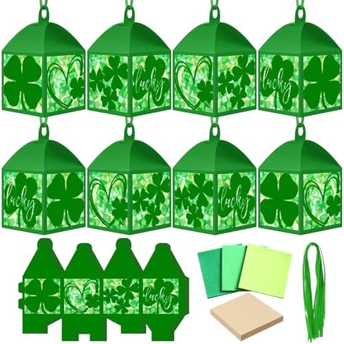 Maitys 16 Sets St. Patrick's Day Green Paper Lantern Suncatcher Craft Kits by Maitys