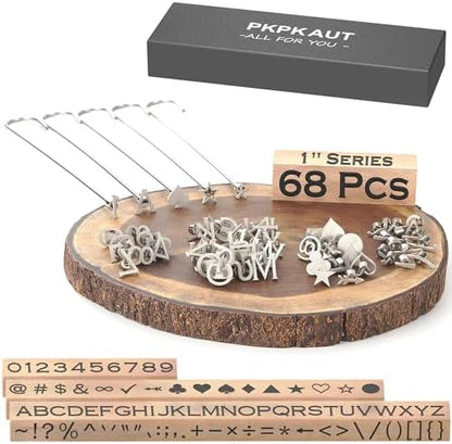 68Pcs 1" Custom Branding Iron for Wood, Leather Branding Stamp Kit by PKPKAUT