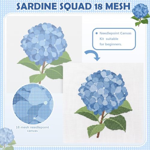 XunYee 26 Pcs Hydrangea Needlepoint Kit for Beginners Adults Starters - Image 3