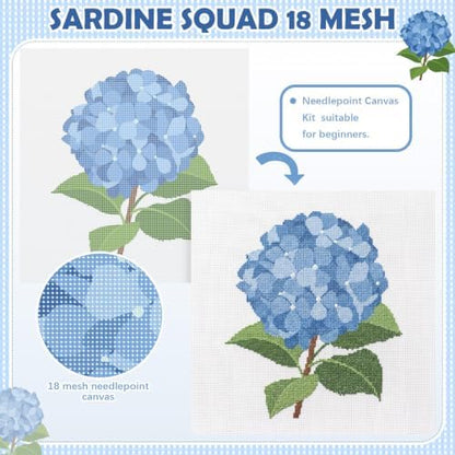 XunYee 26 Pcs Hydrangea Needlepoint Kit for Beginners Adults Starters - Image 3