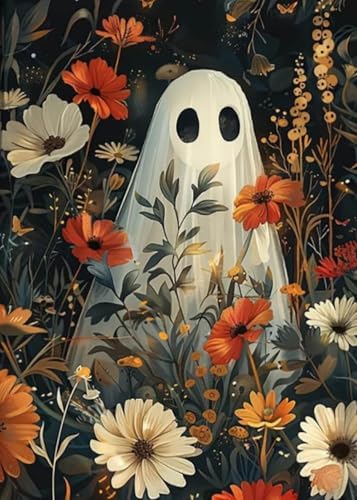 Ghost Flower Cross Stitch Kit, Stamped Embroidery 11.8x15.7 inches by Unknown