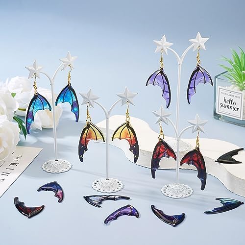 FASHEWELRY 18Pcs Resin Butterfly Wing Earring Charms Glitter Insects Wing Charms Bat Feather Pendants with Jump Rings Earring Hooks for Crafts Jewelry Making - Image 2
