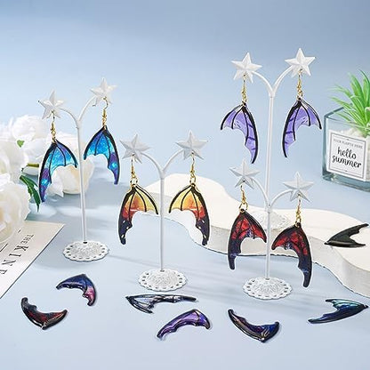 FASHEWELRY 18Pcs Resin Butterfly Wing Earring Charms Glitter Insects Wing Charms Bat Feather Pendants with Jump Rings Earring Hooks for Crafts Jewelry Making - Image 2