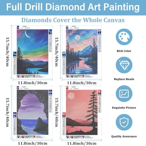 DOTSOPS 4 Pack Landscape Diamond Painting Kits Art Adults Painting Kit - Image 2