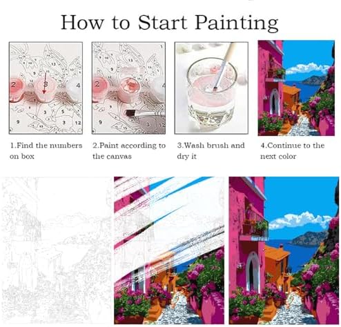 ZRIZQ Landscape Paint by Numbers Kit for Adults Beginner,City Street,16x20 - Image 5