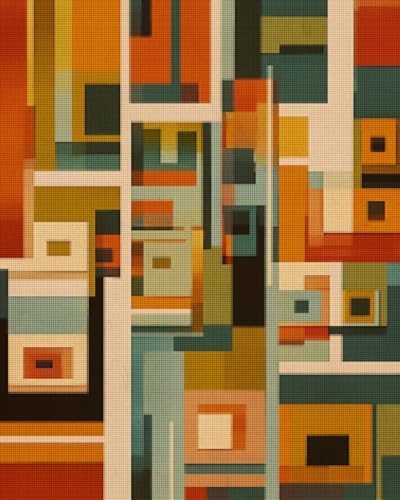 CISDKK Cross Stitch Kits for Beginners,Cross-Stitch Kits for Beginners,Abstract Geometric Modern Print,Colorful Mid-Century Palette,11CT,9.45 * 13.39 inch by Unknown