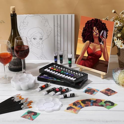 Cholemy 36 Pcs Paint and Sip Kit Gift for Adults 8''x10'',Fashion Women - Image 2