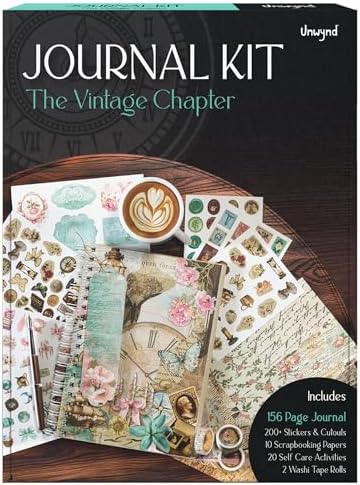 Unwynd Vintage Chapter Journal Scrapbook Starter Kit for Women Adult Teen by Unwynd