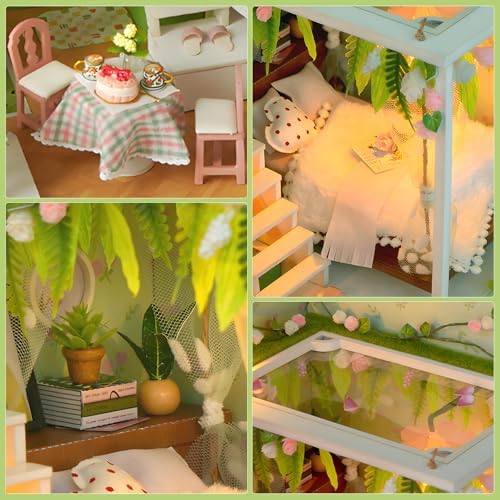 DIY Miniature House Kit, Dollhouse Kit w/Dust Cover Adult, Greenhouse - Image 3