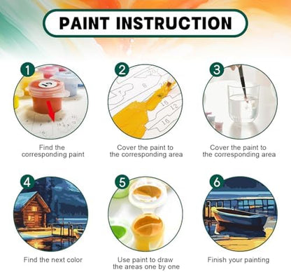 Possoco Paint by Numbers Kit for Adults Beginner, Landscape Easy Adult Paint by Number Kits on Canvas, DIY Acrylic Watercolor Oil Paint by Number for Adults Teens for Home Decor Gift 16x20 Inch - Image 4