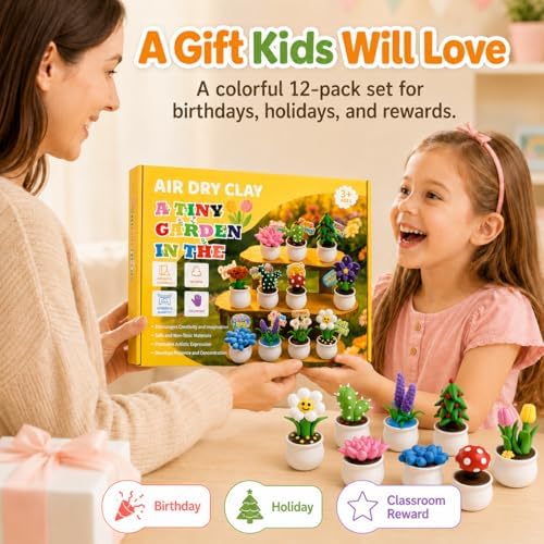Air Dry Clay Kit for Kids, 12 Plants Modeling Magic Clay Sculpting Tools - Image 6